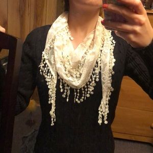 Dainty White Lace Scarf